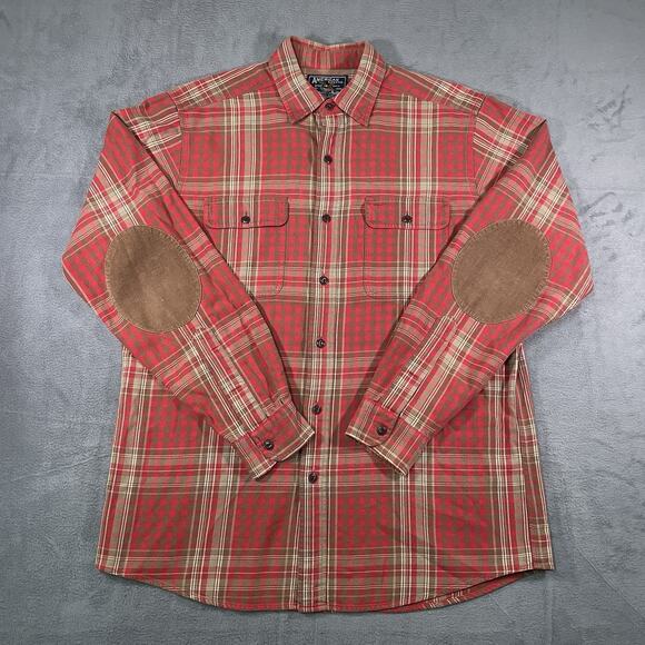 American Living Other - American Living Button Up Shirt Red Plaid Men’s M Cotton Elbow Patch Preppy